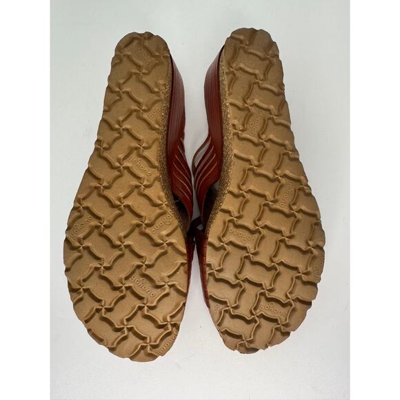 Yokono Women's Leather Slide Sandals Size 8 Brown Cross Strap Cork Wedge Comfort - Picture 8 of 8